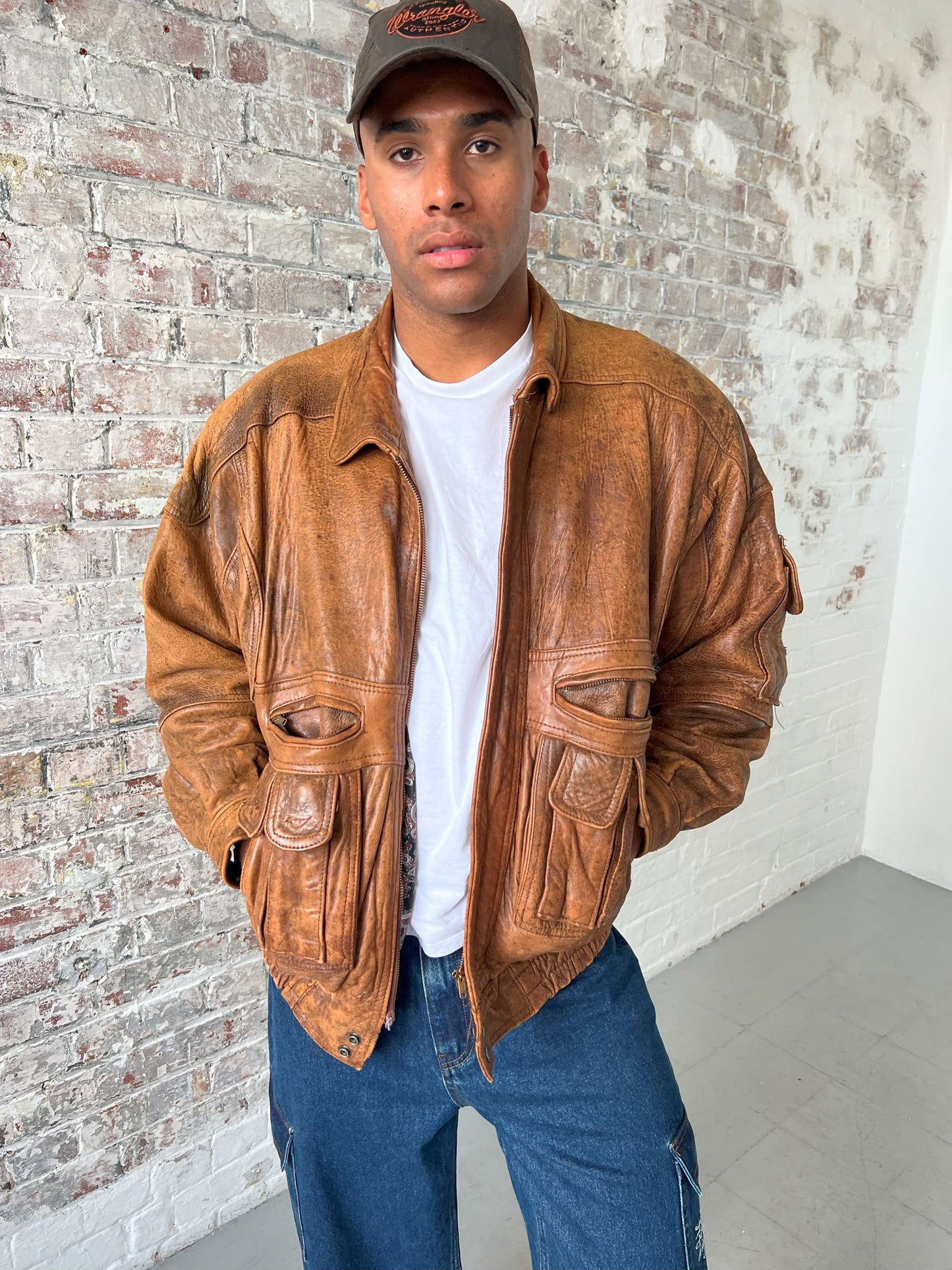 Vintage Leather Jacket in Brown