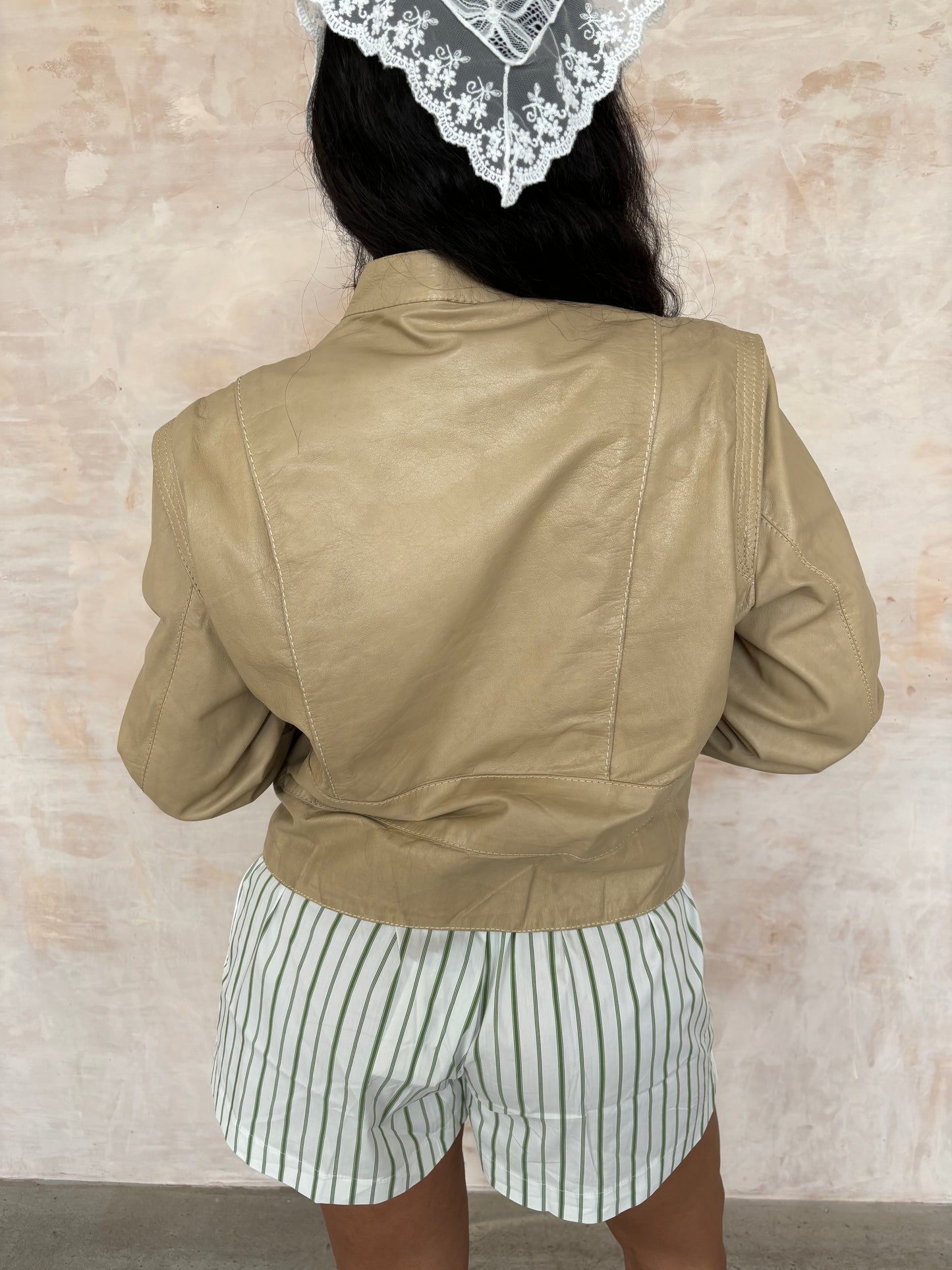 Vintage Cream Biker Jacket