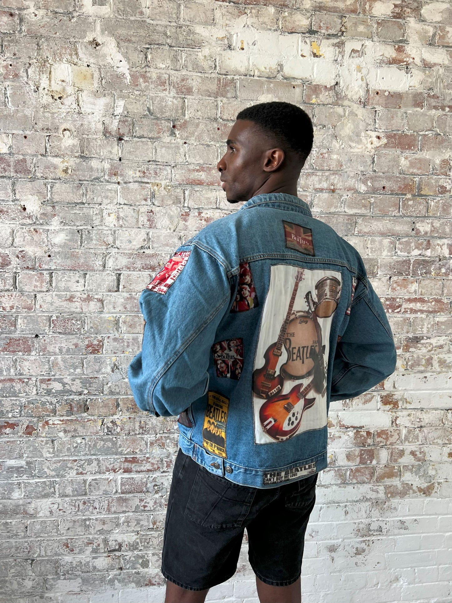 Vintage Denim Jacket with Beatles patches