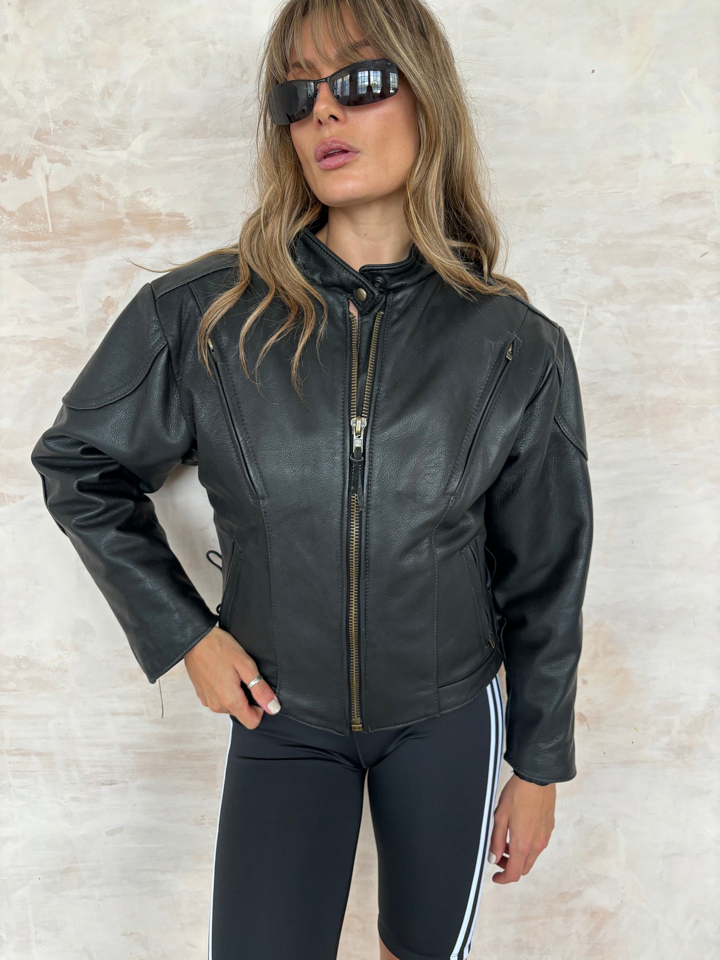 Vintage Black Leather Biker Jacket