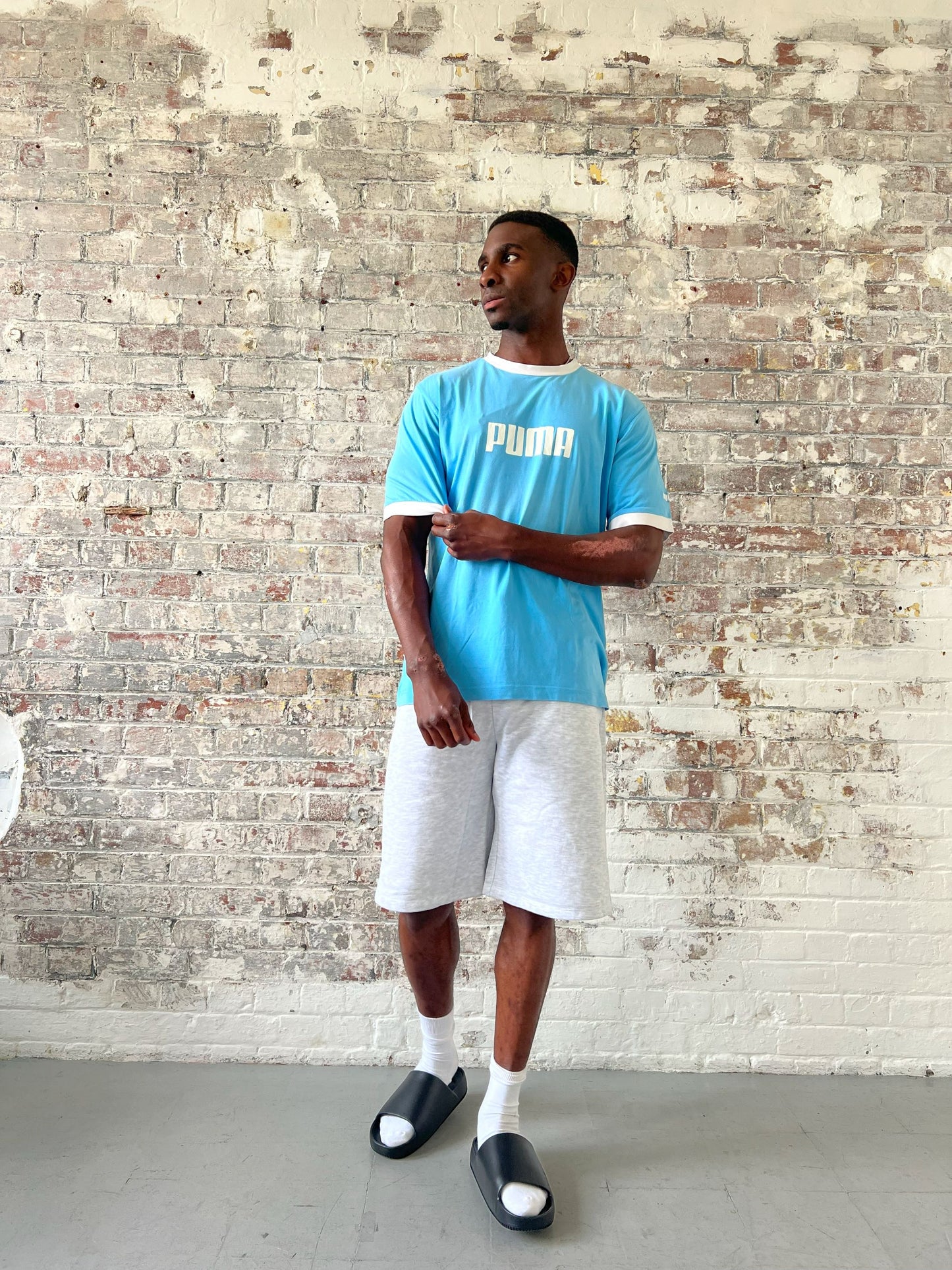 Vintage Puma T-shirt in baby blue